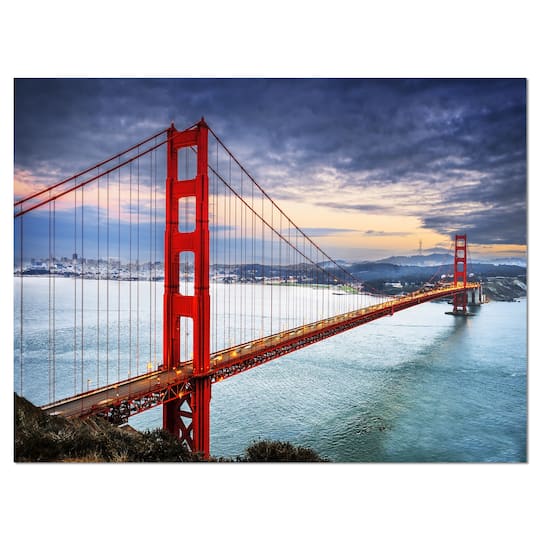 Designart - Golden Gate under Cloudy Sky